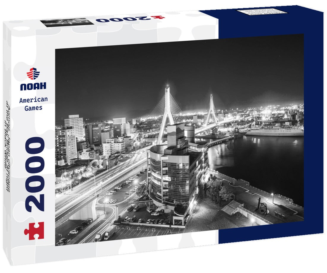 Aomori, Japan cityscape at the Bay Bridge at night 2000pc PuzzleBlack and White