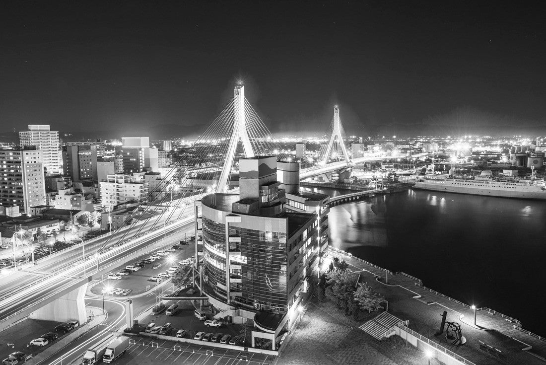 Aomori, Japan cityscape at the Bay Bridge at night 2000pc PuzzleBlack and White