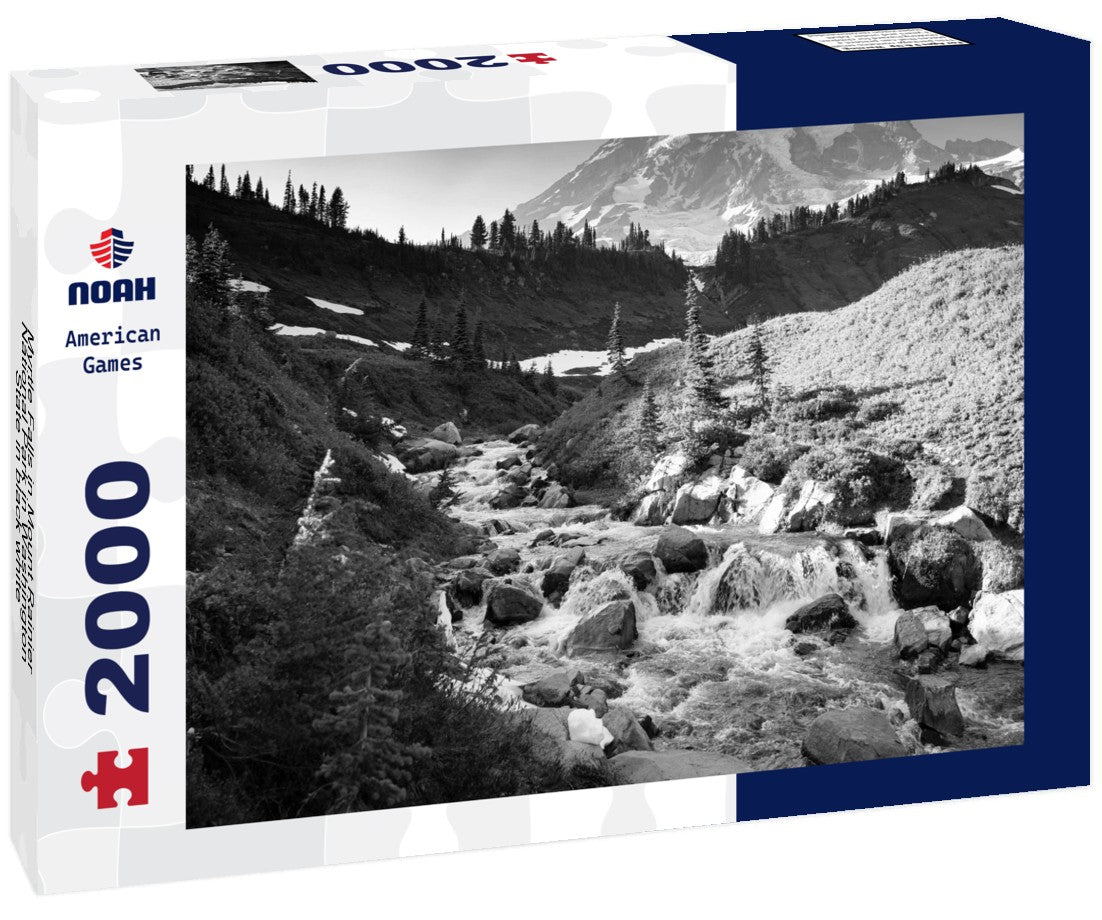 Noah Jigsaw Puzzle Myrtle Falls in Mount Rainier National Park in Washington State in black white 2000 pieces