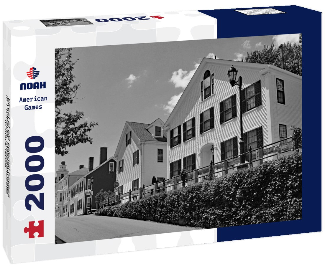 Street of old colonial houses in Plymouth, Massachusetts 2000pc PuzzleBlack and White