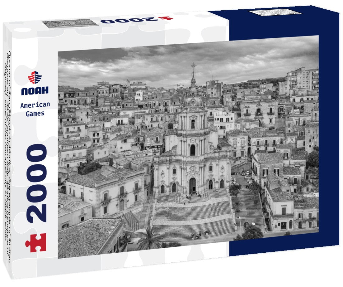 Duomo of San Giorgio in Modica, fine example of Sicilian Baroque art. Sicily, southern Italy. Modica (province of Ragusa), view of the baroque city 2000pc PuzzleBlack and White