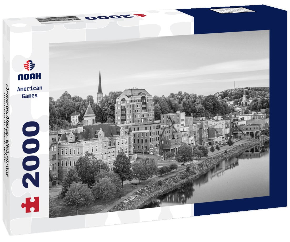 Noah Jigsaw Puzzle Augusta, Maine, USA skyline on the Kennebec River in the morning in black white 2000 pieces