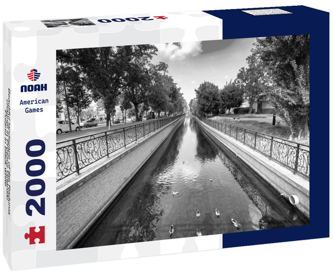 Noah Jigsaw Puzzle Beautiful landscape of the Radunia channel in Pruszcz Gdanski, Poland in black white 2000 pieces