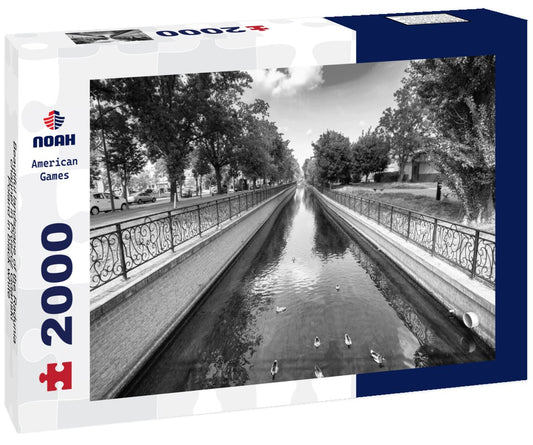 Noah Jigsaw Puzzle Beautiful landscape of the Radunia channel in Pruszcz Gdanski, Poland in black white 2000 pieces