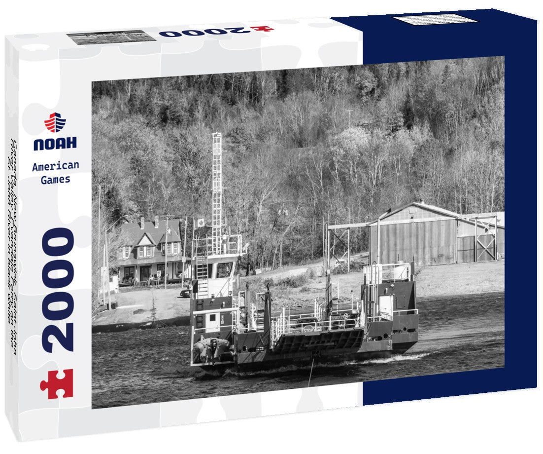 Noah Jigsaw Puzzle Canada, New Brunswick, Saint John River Valley. Evandale Ferry on the St. John River in black white 2000 pieces