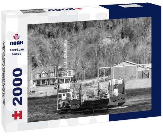 Noah Jigsaw Puzzle Canada, New Brunswick, Saint John River Valley. Evandale Ferry on the St. John River in black white 2000 pieces