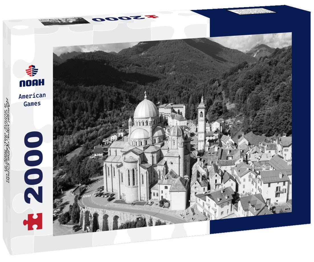 Aerial view of the Cristo Re church in Messina on a sunny day, Italy 2000pc PuzzleBlack and White