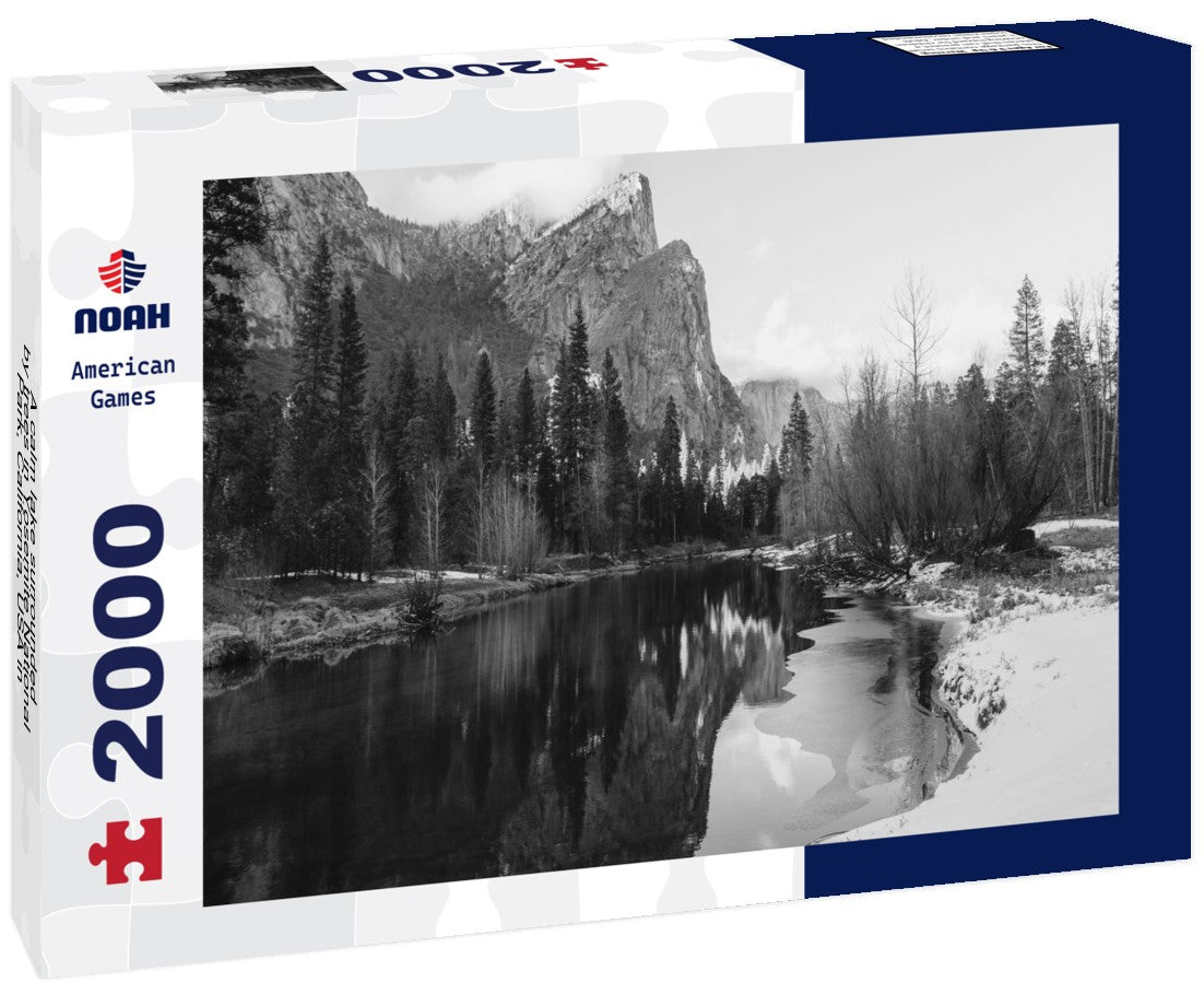 Noah Jigsaw Puzzle A calm lake surrounded by trees in Yosemite National Park, California, USA in black white 2000 pieces