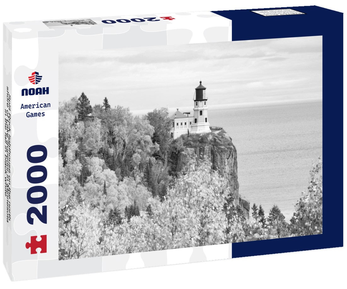 Noah Jigsaw Puzzle Split Rock lighthouse on the north shore of Lake Superior in Minnesota in the fall in black white 2000 pieces