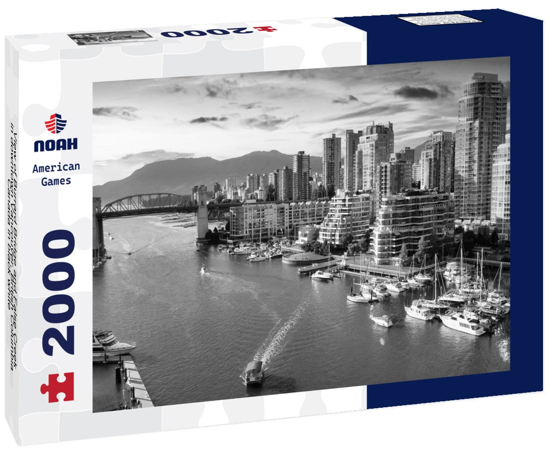Noah Jigsaw Puzzle View of Burrard Bridge and False Creek in downtown Vancouver, British Columbia, Canada in black white 2000 pieces