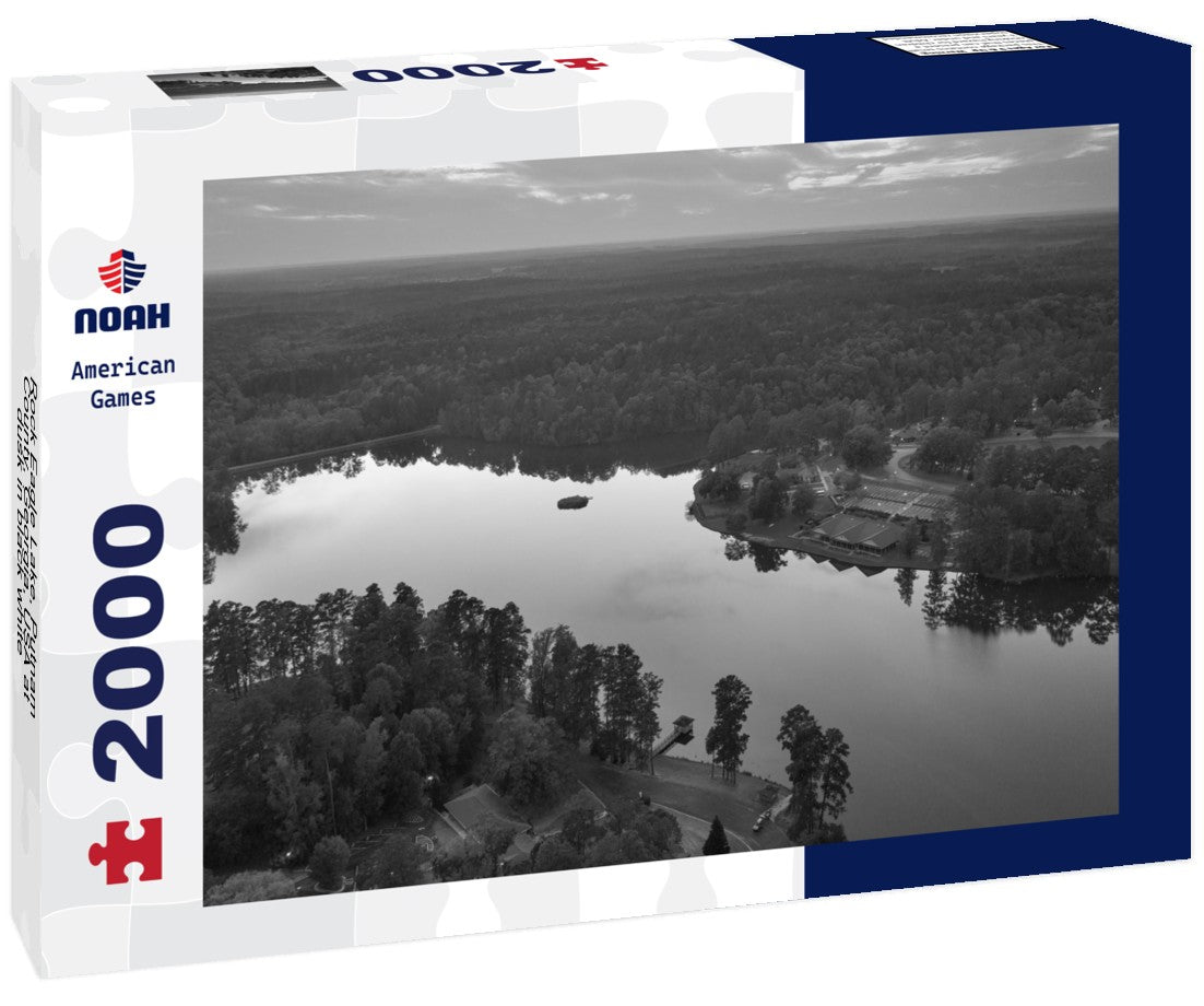 Noah Jigsaw Puzzle Rock Eagle Lake, Putnam County, Georgia, USA at dusk in black white 2000 pieces