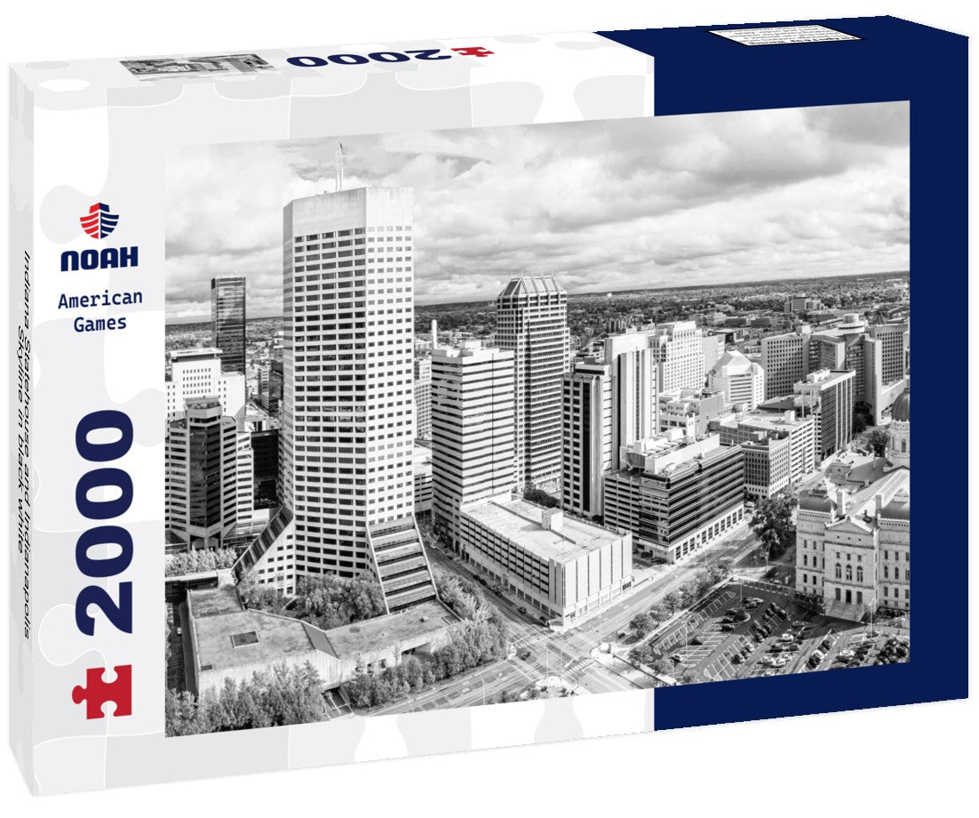 Noah Jigsaw Puzzle Indiana Statehouse and Indianapolis Skyline in black white 2000 pieces