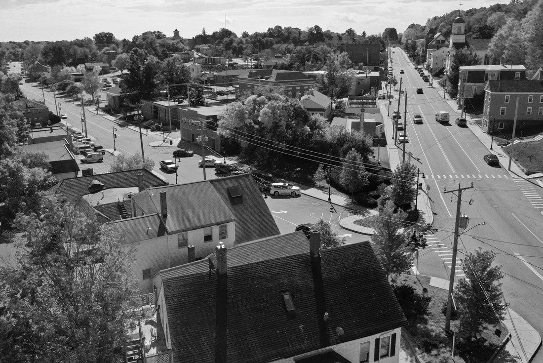 Aerial Drone Photography Of Downtown Somersworth, NH (New Hampshire) During The Fall Foliage Season 2000pc PuzzleBlack and White