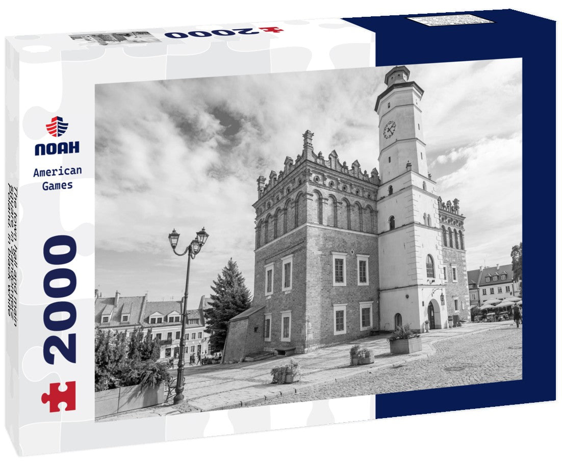 The town hall and main square in Sandomierz, Poland. 2000pc PuzzleBlack and White