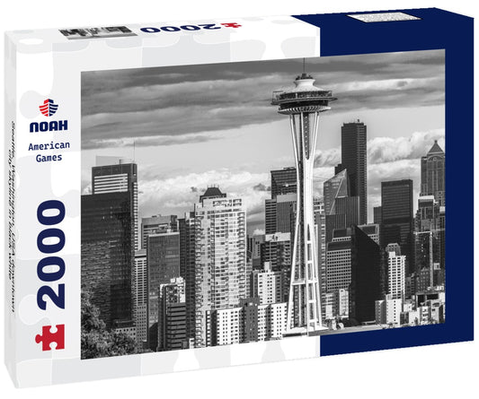 Noah Jigsaw Puzzle Seattle, Washington, USA downtown city skyline in black white 2000 pieces