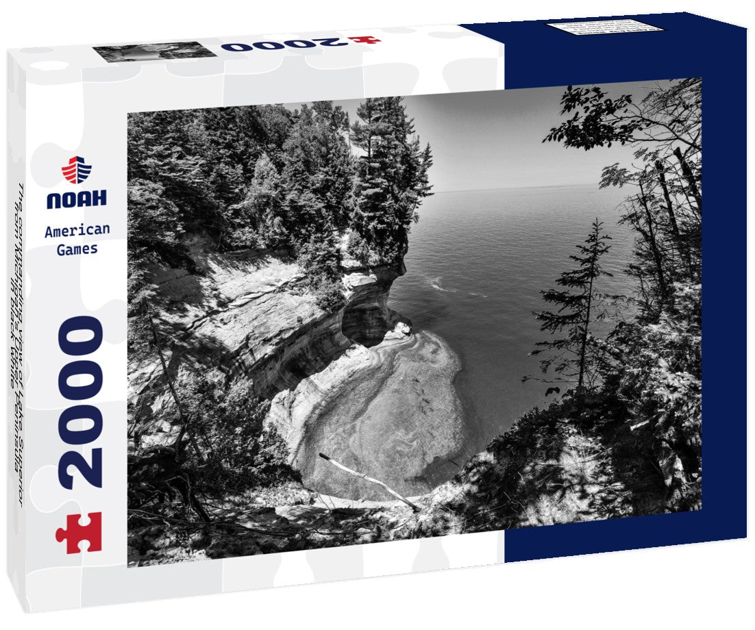 The commanding view of Lake Superior from Michigan's Upper Peninsula 2000pc PuzzleBlack and White