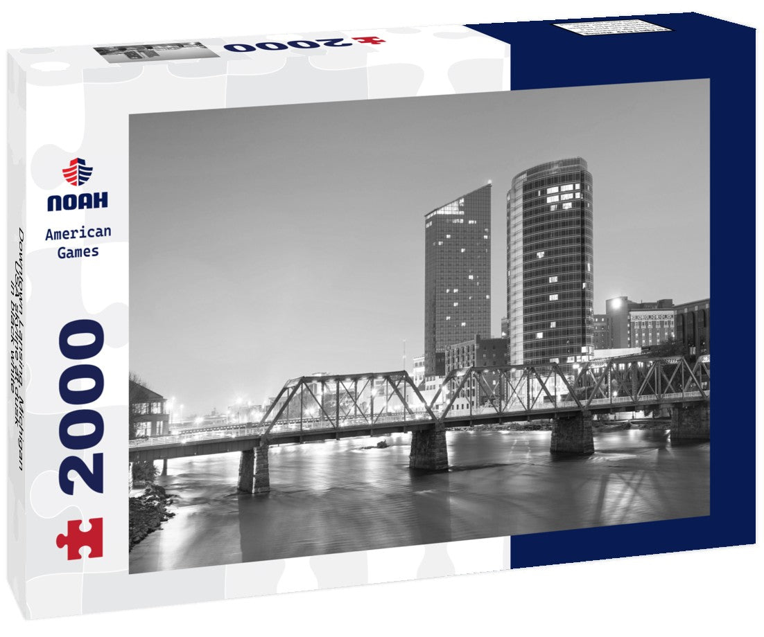 Downtown Lansing, Michigan, USA skyline at dusk 2000pc PuzzleBlack and White