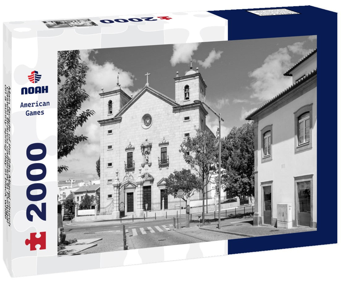 Main facade of the São Miguel church, Castelo Branco cathedral in Portugal, on a sunny spring day 2000pc PuzzleBlack and White