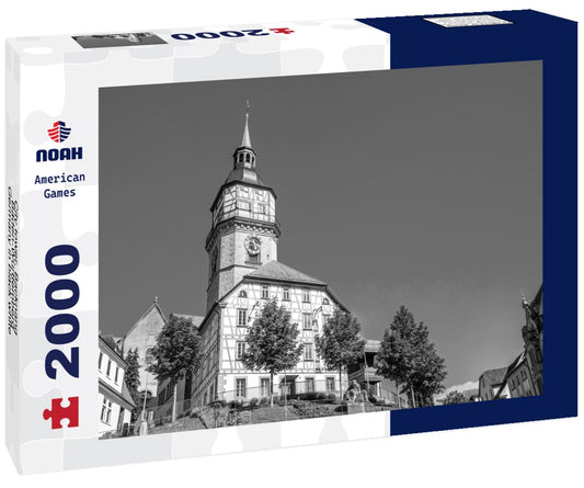 Noah Jigsaw Puzzle City tower, Backnang, Baden-Württemberg, Germany in black white 2000 pieces