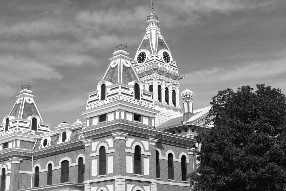 The Livingston County Courthouse on a beautiful fall morning. Pontiac, Illinois, USA 2000pc PuzzleBlack and White