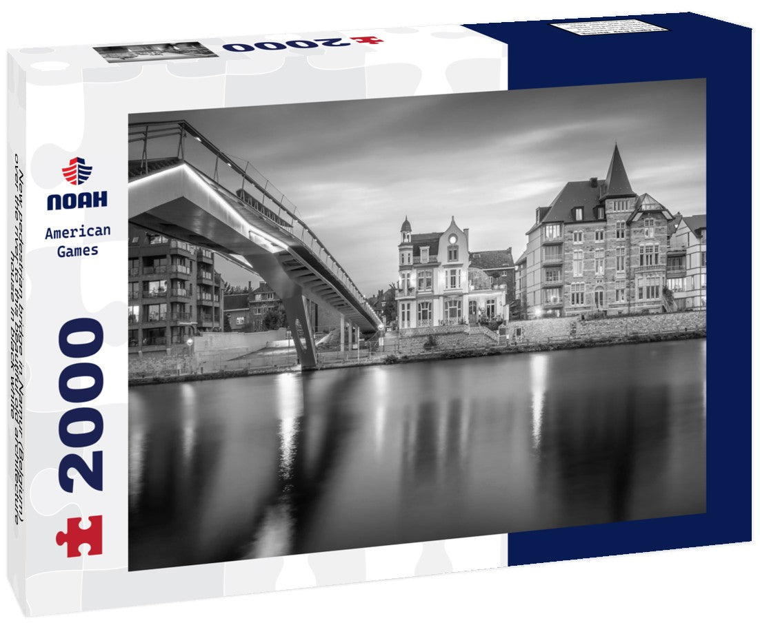 New pedestrian bridge in Namur (Belgium) over the river to this beautiful old architecture house 2000pc PuzzleBlack and White