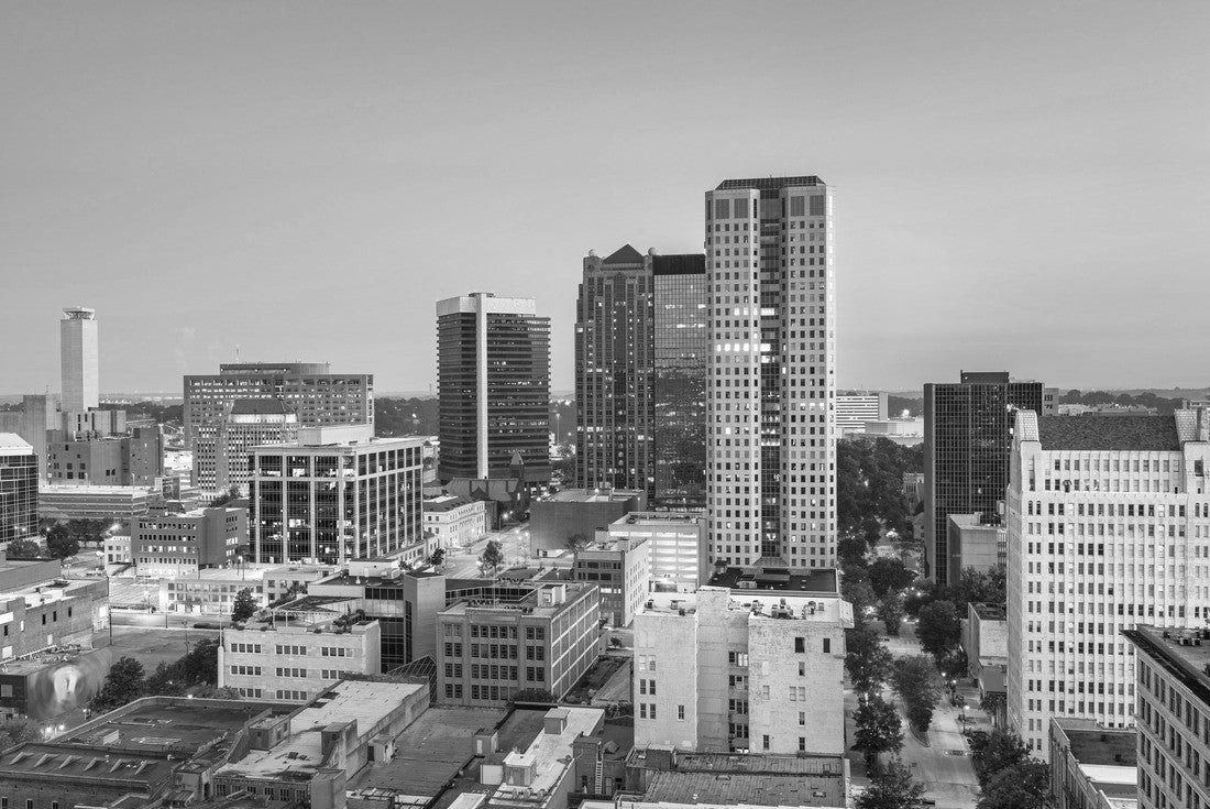 Noah Jigsaw Puzzle Birmingham, Alabama, USA downtown city skyline at twilight in black white 2000 pieces