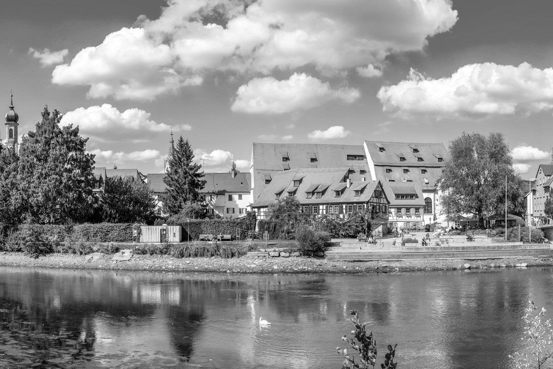 Neckar River and Promenade in Rottenburg am Neckar, Germany 2000pc PuzzleBlack and White