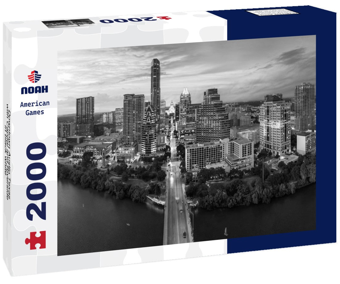 Downtown Austin Texas with Capital and Riverside 2000pc PuzzleBlack and White