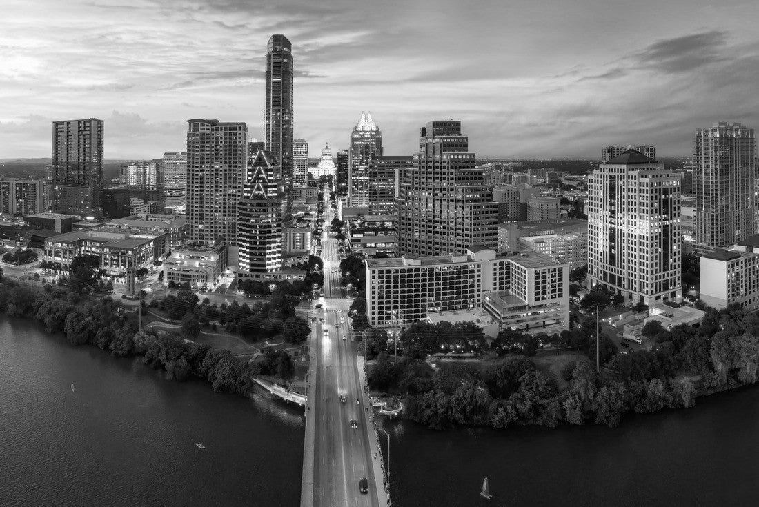 Downtown Austin Texas with Capital and Riverside 2000pc PuzzleBlack and White