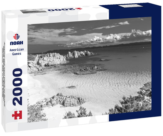 Noah Jigsaw Puzzle Amazing pink sand beach on Budelli Island, Maddalena Archipelago, Sardinia, Italy in black white 2000 pieces