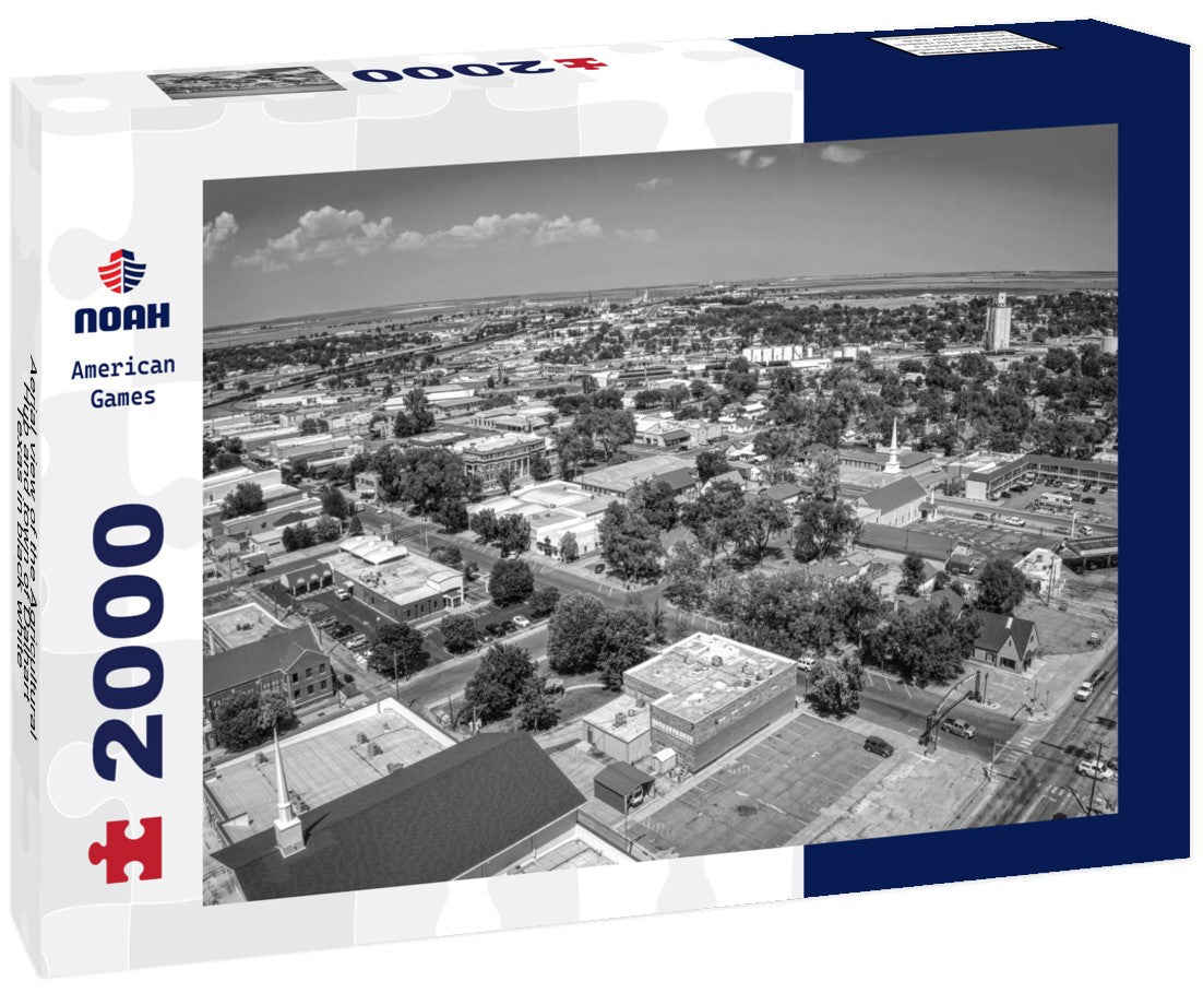 Aerial view of the Agricultural Hub and town of Dalhart, Texas 2000pc PuzzleBlack and White