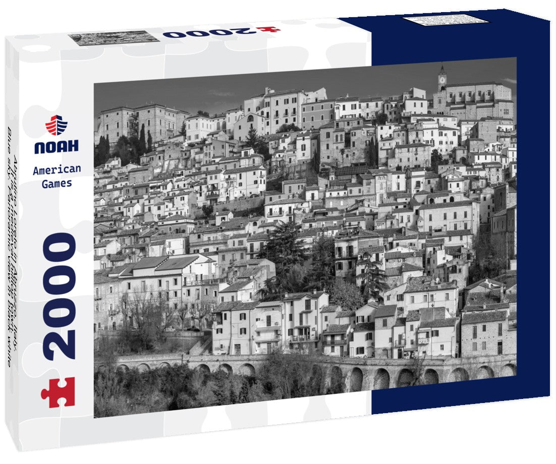 Abrutino Loreto in Abruzzo, Italy. It is a medieval hilltop town. Blue sky. 2000pc PuzzleBlack and White