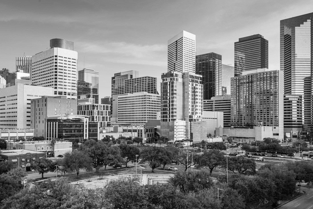 Houston, Texas, USA Downtown park and skyline at dusk 2000pc PuzzleBlack and White