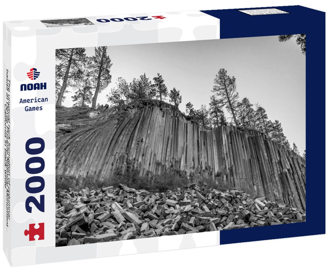 The unusual rock formation of columnar basalt at Devils Postpile National Monument, California 2000pc PuzzleBlack and White