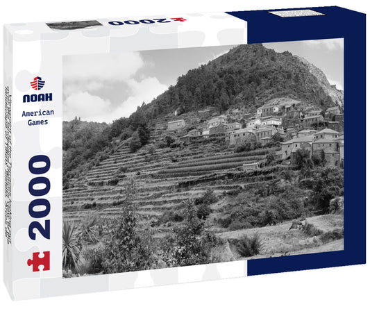 Noah Jigsaw Puzzle Viewpoint of the Terraces looking out over the landscape (famous view of the landscape of Tibet), Sistelo, Arcos de Valdevez, Portugal in black white 2000 pieces