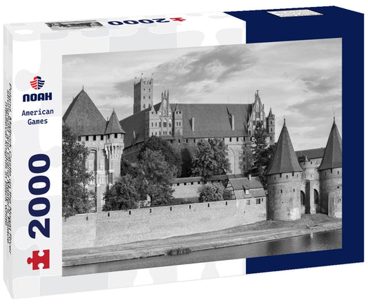 Noah Jigsaw Puzzle Poland, Malbork Castle on the Nogat River, stronghold and Grand Master's Palace, medieval knights in black white 2000 pieces