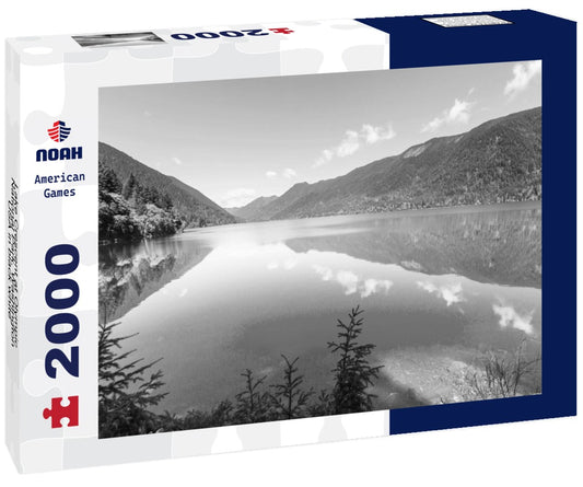 Noah Jigsaw Puzzle Lake Crescent at Olympic National Park, Washington, USA in black white 2000 pieces