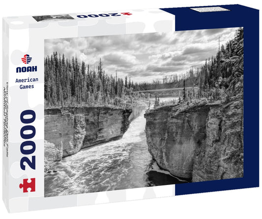 Noah Jigsaw Puzzle View of Sambaa Deh Falls on the Trout River. Northwest Territories, Canada in black white 2000 pieces