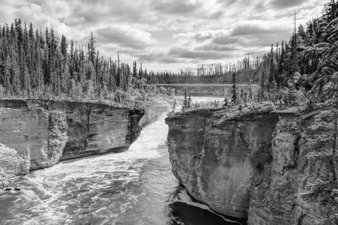 Noah Jigsaw Puzzle View of Sambaa Deh Falls on the Trout River. Northwest Territories, Canada in black white 2000 pieces