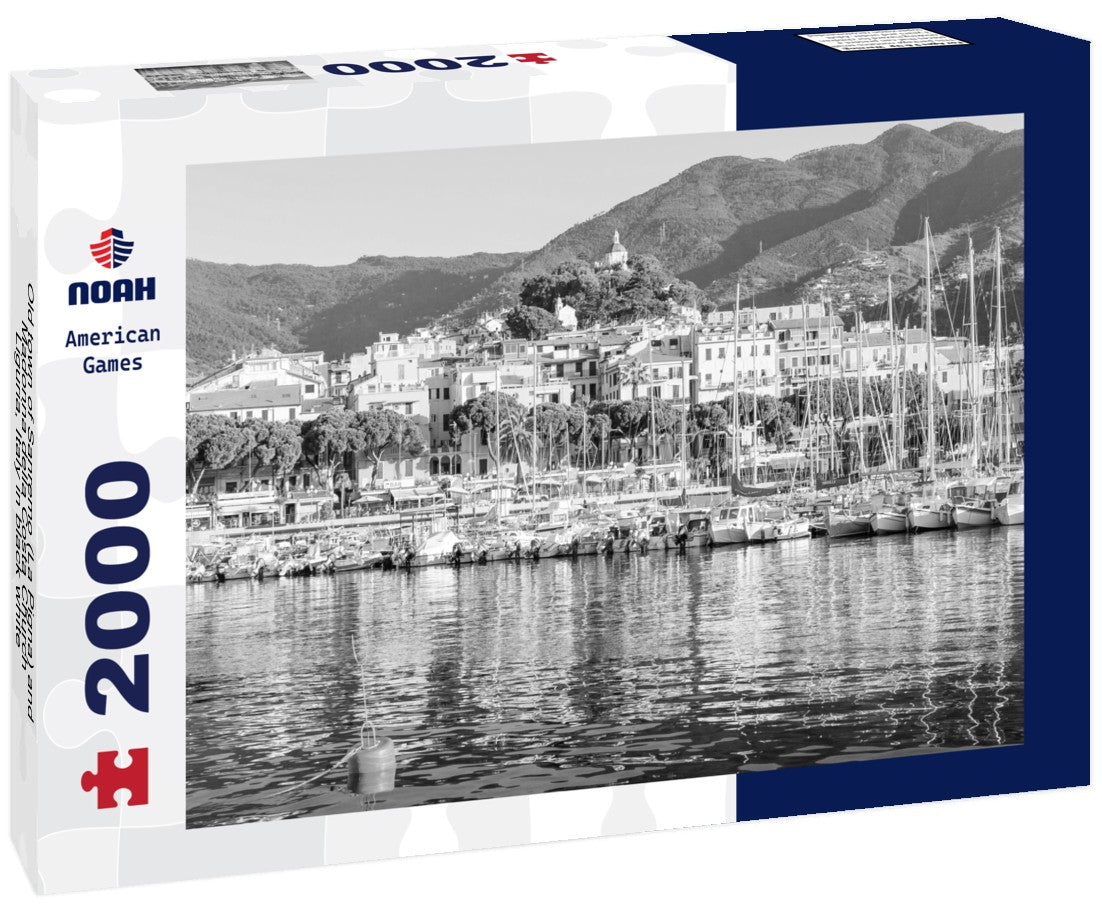 Old town of Sanremo (La Pigna) and Madonna della Costa Church, Liguria, Italy 2000pc PuzzleBlack and White