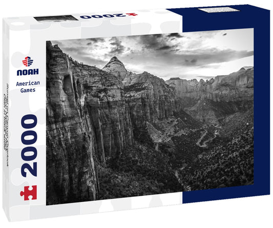 Noah Jigsaw Puzzle Sunset on Canyon Overlook, Zion National Park, Utah in black white 2000 pieces