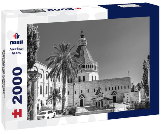 Noah Jigsaw Puzzle Basilica of the Annunciation, a Roman Catholic church in Nazareth, Israel in black white 2000 pieces