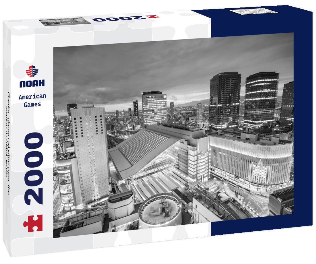 Osaka, Japan skyline over the station 2000pc PuzzleBlack and White