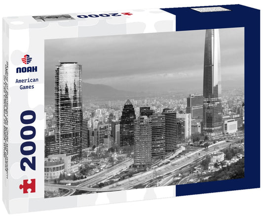 Noah Jigsaw Puzzle Skyline of Santiago de Chile with modern office buildings in the financial district of Las Condes in black white 2000 pieces
