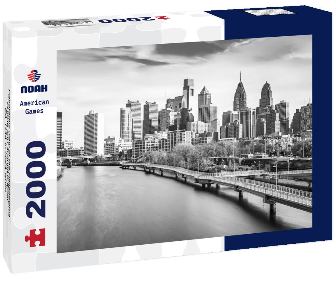the Philadelphia skyline and Schuylkill River, PA, USA 2000pc PuzzleBlack and White
