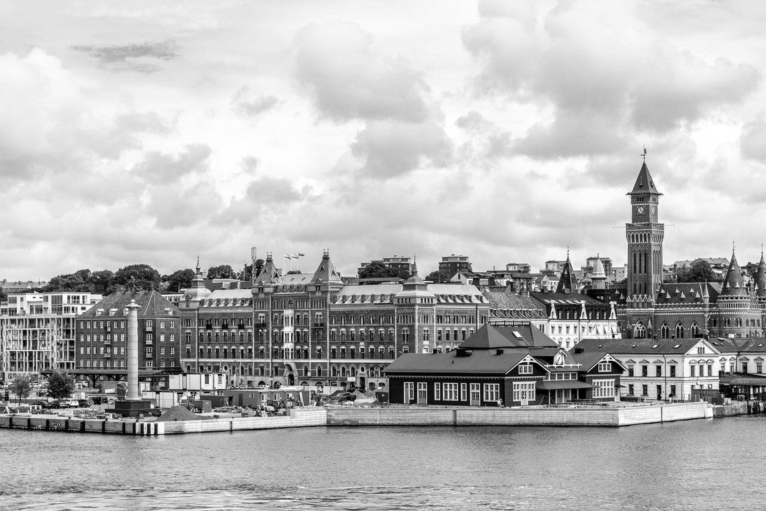 Noah Jigsaw Puzzle View of the city center and harbor of Helsingborg in Sweden in black white 2000 pieces