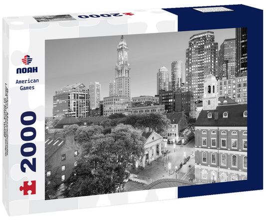 Noah Jigsaw Puzzle Boston, Massachusetts, USA downtown cityscape in black white 2000 pieces
