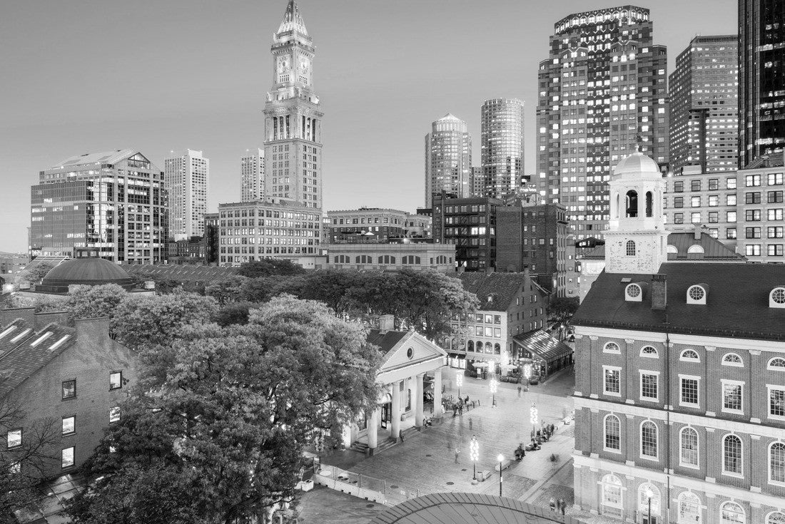 Noah Jigsaw Puzzle Boston, Massachusetts, USA downtown cityscape in black white 2000 pieces