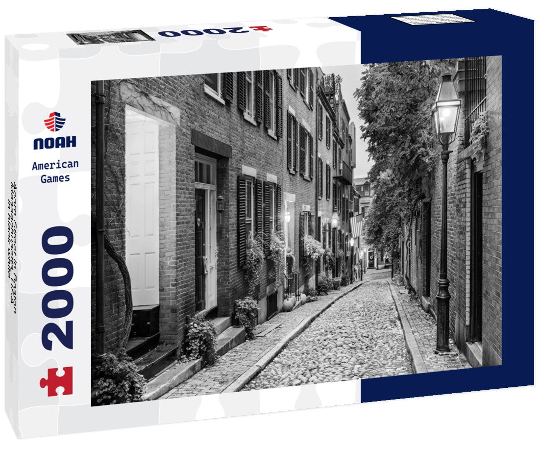 Acorn Street in Boston, Massachusetts, USA 2000pc PuzzleBlack and White