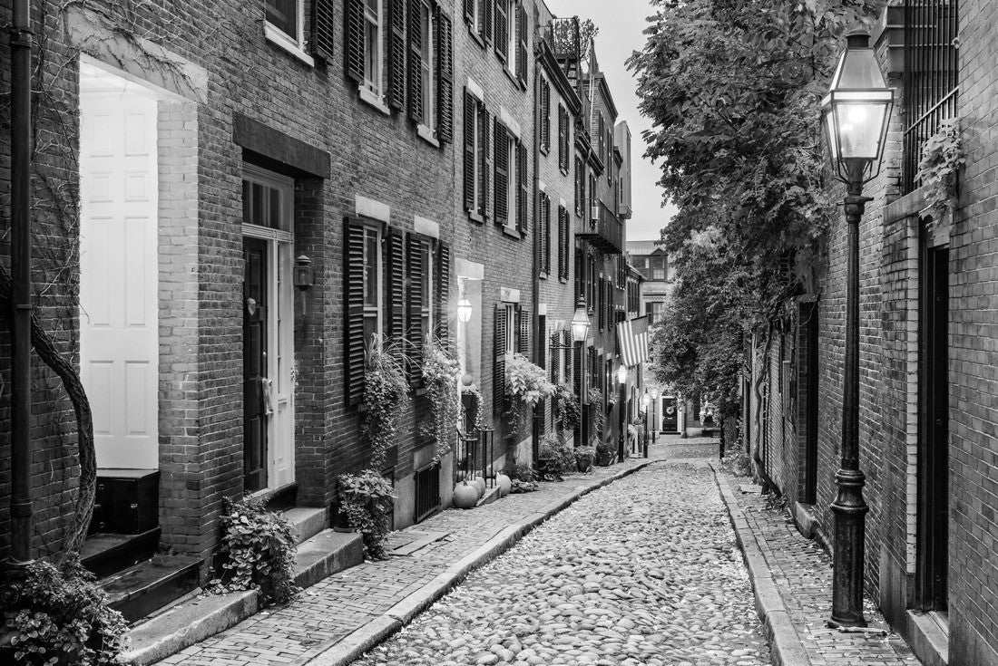 Acorn Street in Boston, Massachusetts, USA 2000pc PuzzleBlack and White
